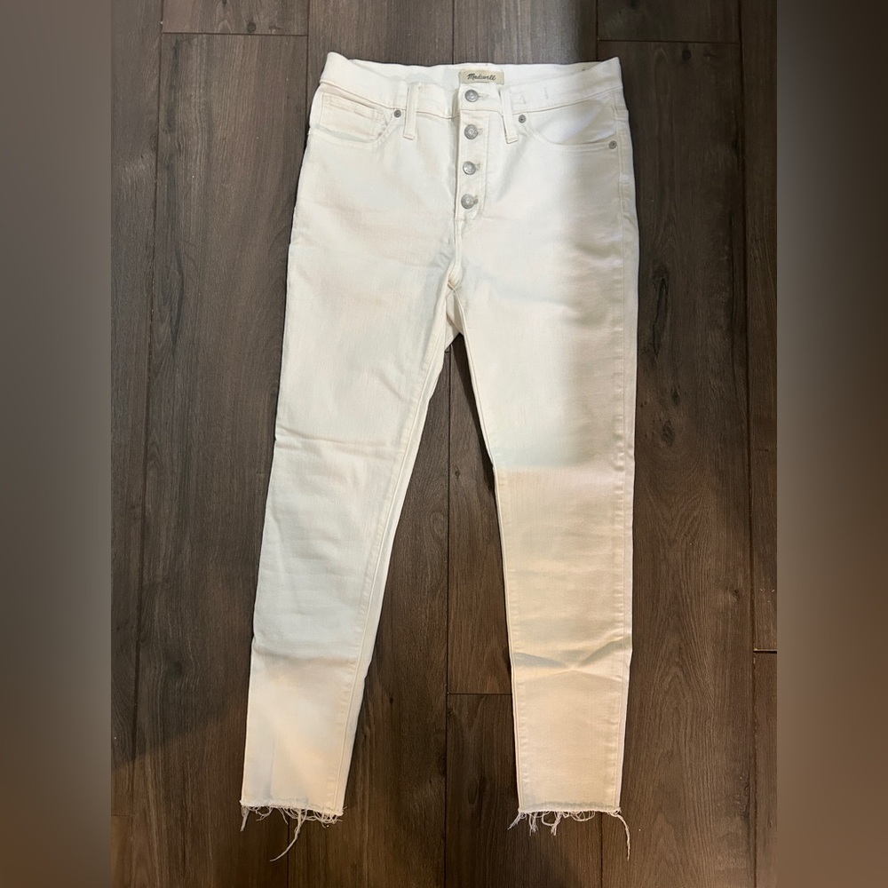 Madewell 9” mid-rise skinny white jeans